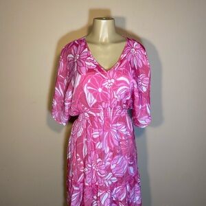 Mlle Gabrielle Pink Floral Midi Dress